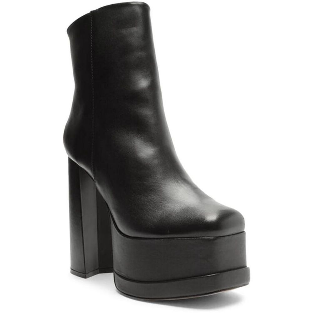 Schutz Womens SELENE CASUAL Black Leather Block Heel Ankle Boots Shoes NWT